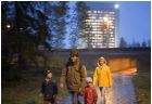 The Webster family walking in the dusky Autumn